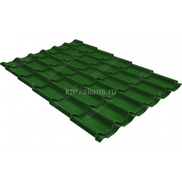 Металлочерепица классик Grand Line (Гранд Лайн) 0,5 Satin RAL 6002 /1 кв.м./