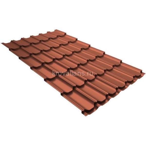 Металлочерепица Grand Line (Гранд Лайн) квинта плюс c 3D резом 0,5 PurLite Мatt RAL 8004 /1 кв.м./