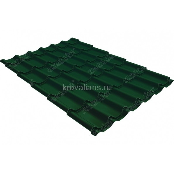 Металлочерепица модерн Grand Line (Гранд Лайн) 0,45 Drap RAL 6005 /1 кв.м./