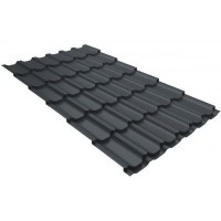 Металлочерепица Grand Line (Гранд Лайн) квинта плюс c 3D резом 0,5 PurLite Мatt RAL 7024 /1 кв.м./