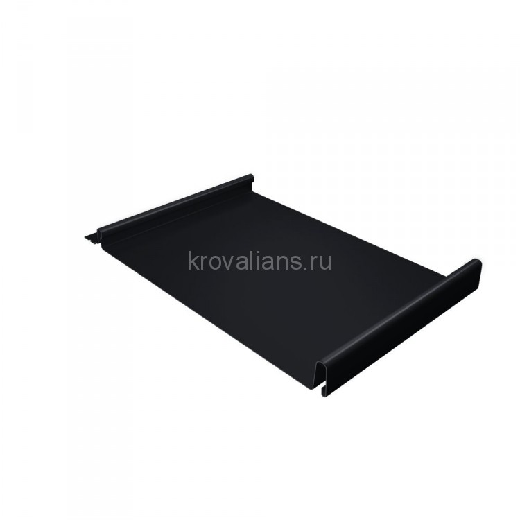 Фальцевая кровля Grand Line (Гранд Лайн) Кликфальц 0,5 Satin с пленкой на замках (RAL 9005) 1 кв.м.