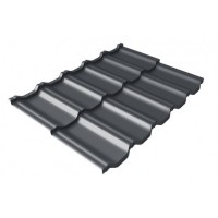 Металлочерепица Grand Line (Гранд Лайн) квинта Uno c 3D резом 0,5 PurLite Мatt RAL 7024 /1 кв.м./