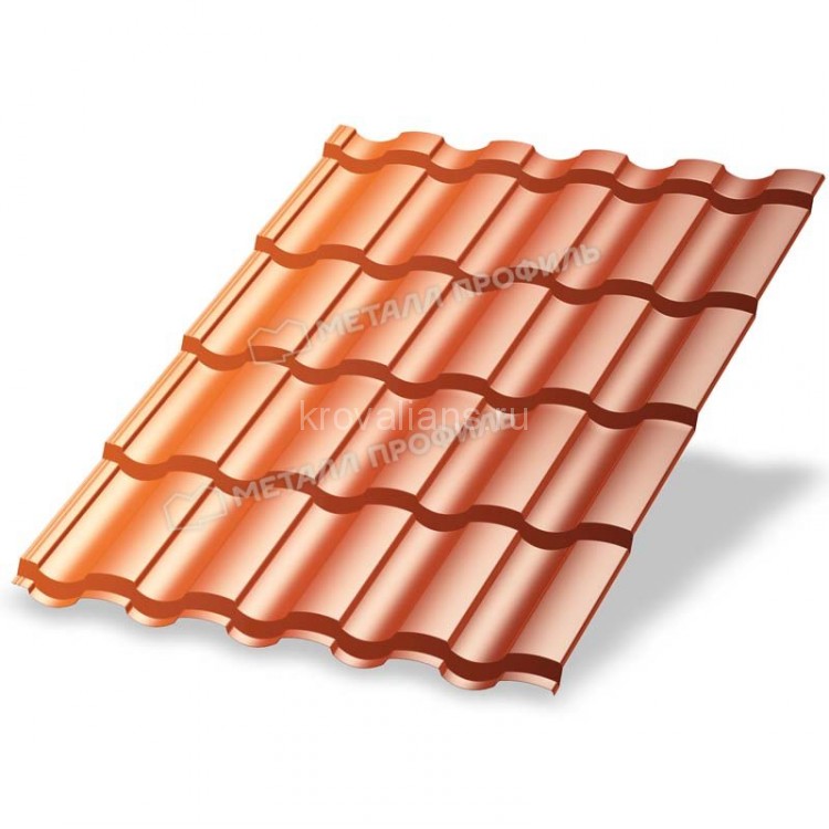 Металлочерепица МеталлПрофиль Монтекристо-M (AGNETA-20-Copper\Copper-0.5) /1 кв.м./
