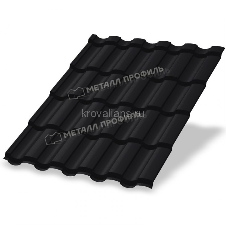 Металлочерепица МеталлПрофиль Монтекристо-X (PURMAN-20-9005-0.5) /1 кв.м./