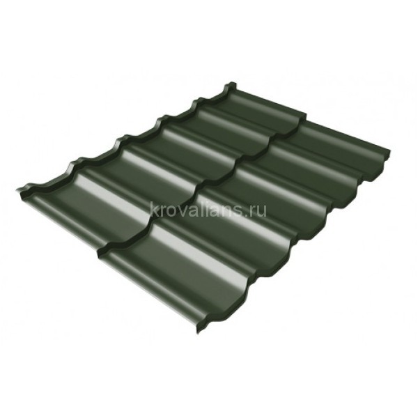 Металлочерепица Grand Line (Гранд Лайн) квинта Uno c 3D резом 0,5 Velur20 RAL 6020 /1 кв.м./