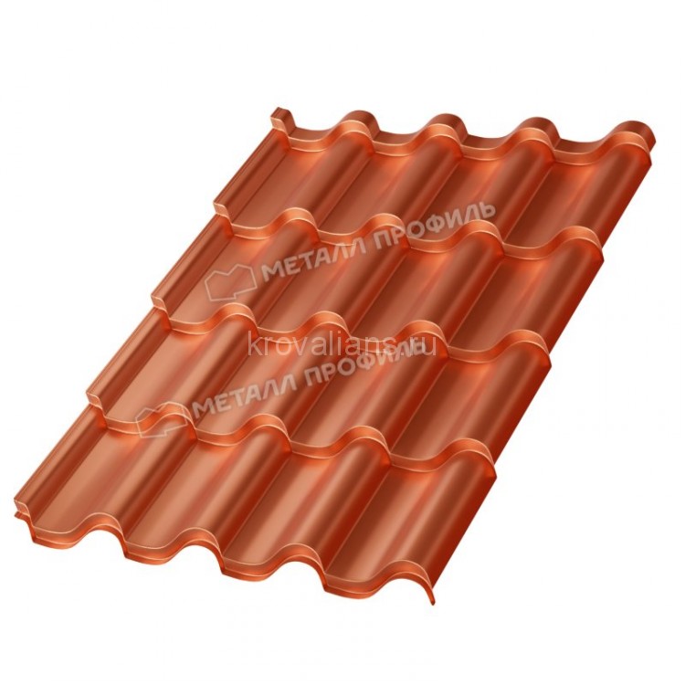 Металлочерепица МеталлПрофиль Монтерроса-M (AGNETA-20-Copper\Copper-0.5) /1 кв.м./