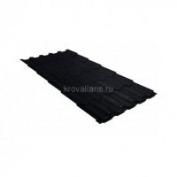 Металлочерепица Grand Line (Гранд Лайн) квинта плюс 0,5 Satin RAL 9005 /1 кв.м./