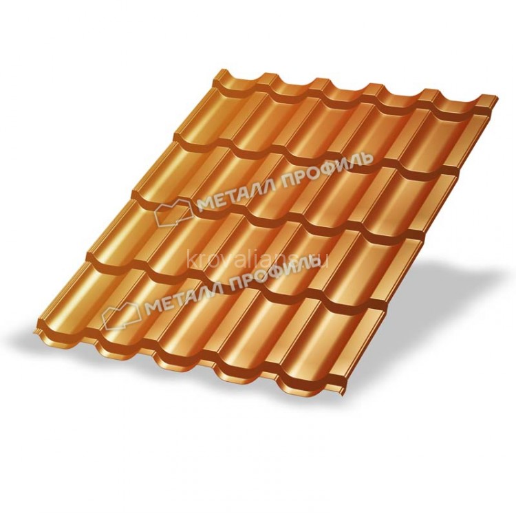 Металлочерепица МеталлПрофиль Трамонтана-M (AGNETA-20-Copper\Copper-0.5) /1 кв.м/