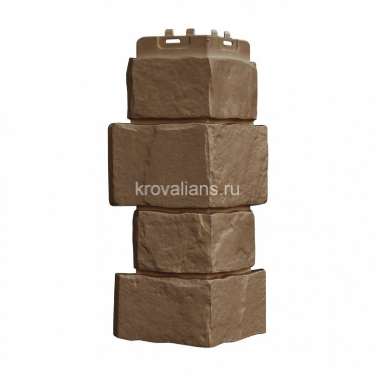 Угол фасадной панели наружный Крупный камень Стандарт глина (0,390*0,170) 12шт/уп