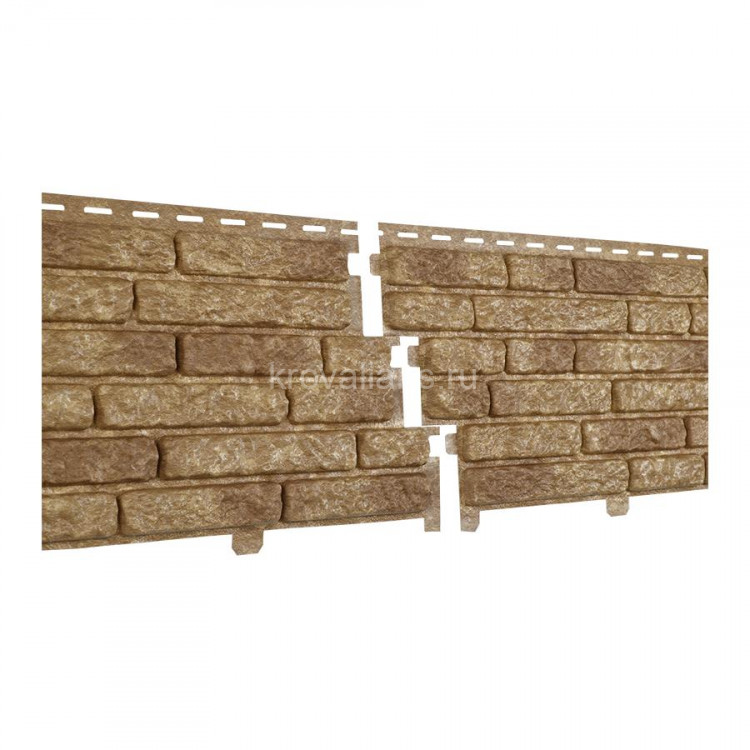 Ю-Пласт Сайдинг STONE-HOUSE Кварцит Темно-бежевый (с дв. замк) 0,25 *2м  (1уп.=15шт/7,5м2)