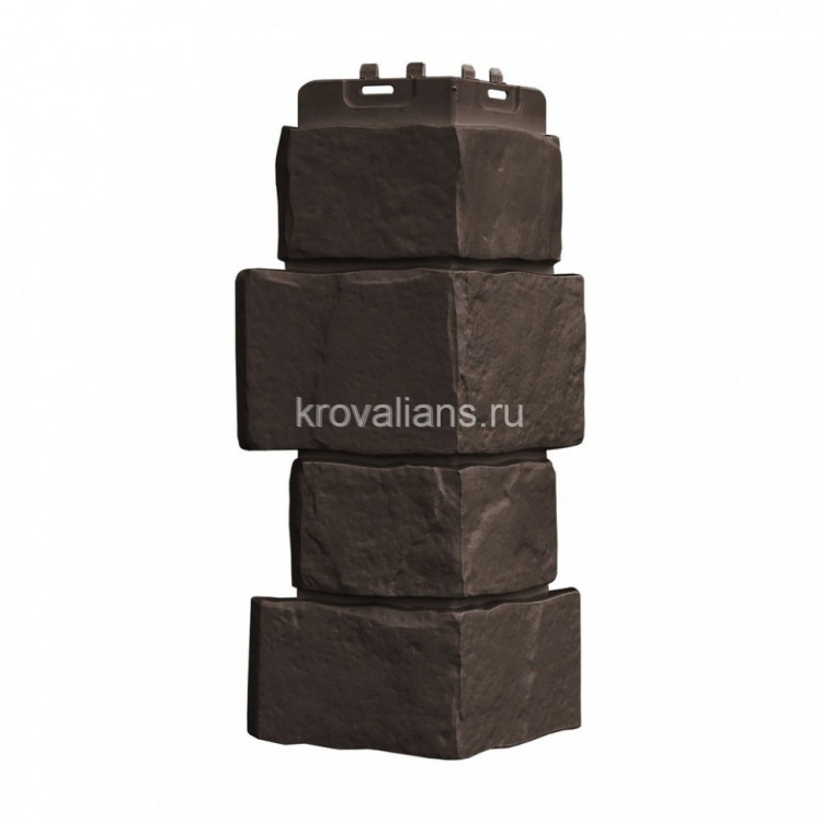 Угол фасадной панели наружный Крупный камень Стандарт земля (0,390*0,170) 12шт/уп