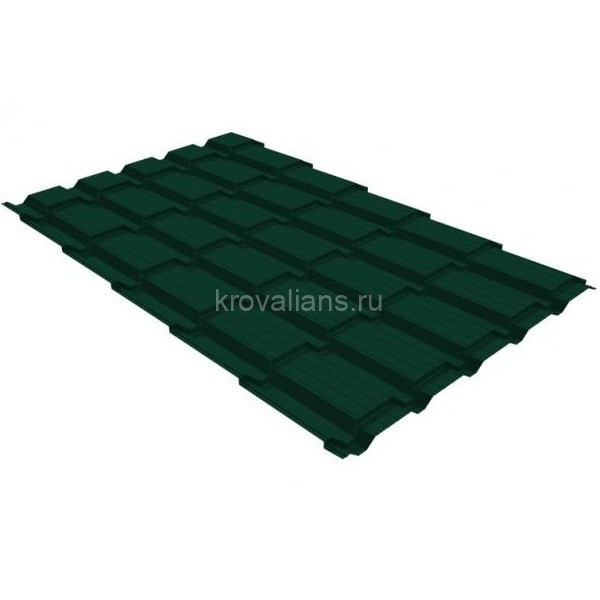 Металлочерепица Верховье Grand Line (Гранд Лайн) квадро профи  0,45 Drap RAL 6005 /1 кв.м./