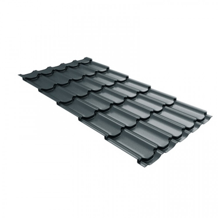 Металлочерепица квинта плюс Grand Line 0,5 Satin RAL 7016 антрацитово-серый Металлочерепица квинта плюс Grand Line 0,5 Satin RAL 7016 антрацитово-серый