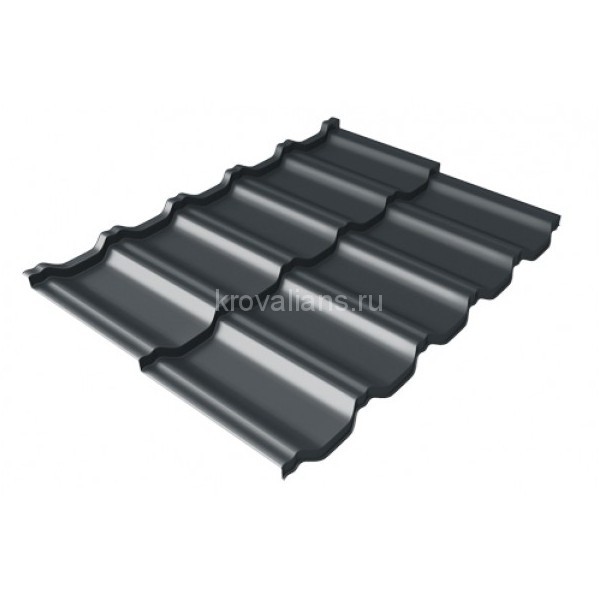 Металлочерепица Grand Line (Гранд Лайн) квинта Uno c 3D резом 0,5 Satin RAL 7024 /1 кв.м./