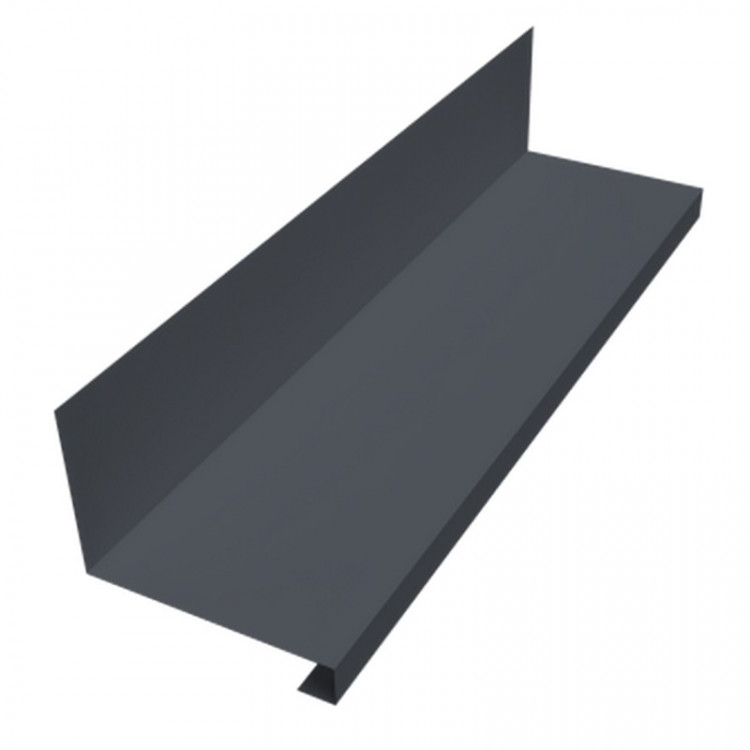 Планка примыкание нижнее к трубе фальц Grand Line 0,5 Velur X RAL 7024 мокрый асфальт (2м)