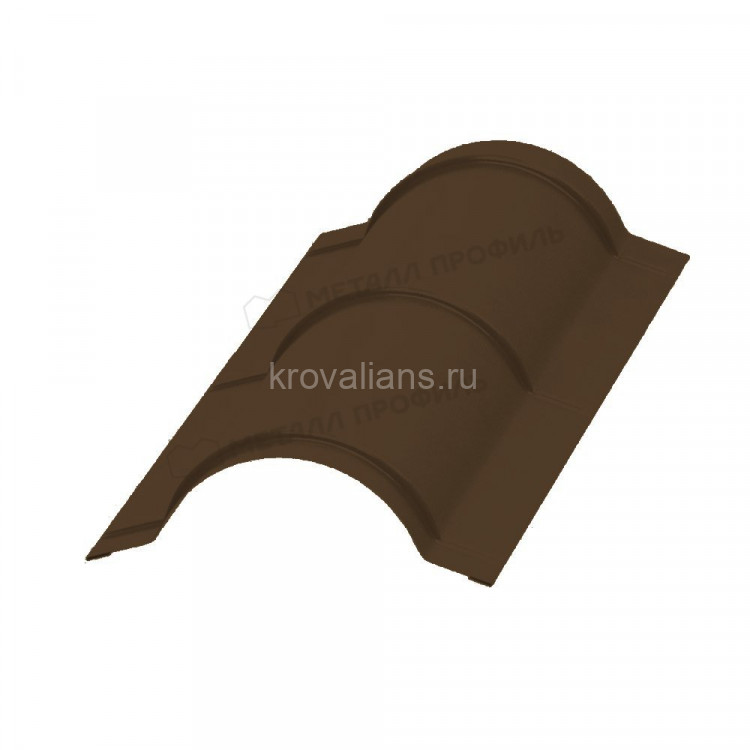 МеталлПрофиль Планка конька круглого R110х2000 (Полиэстер-01-8017-0.5) /1 шт/