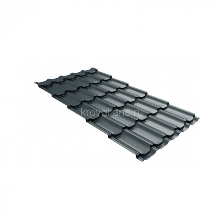 Металлочерепица Grand Line (Гранд Лайн) квинта плюс c 3D резом 0,5 GreenСoat Pural Matt RAL 7016 /1 кв.м./