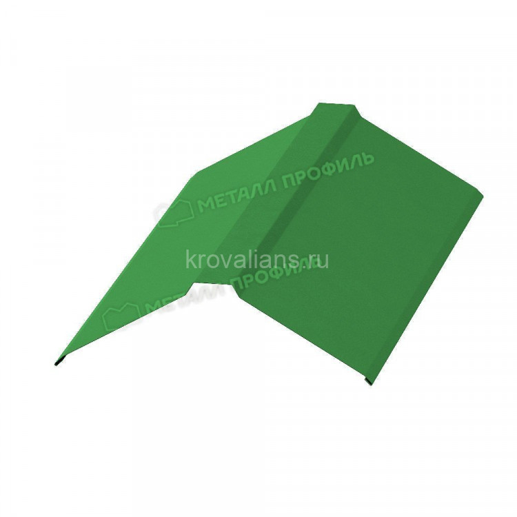 МеталлПрофиль Планка конька плоского 190х190х2000 NormanMP (Полиэстер-01-6018-0.5) /1 шт/