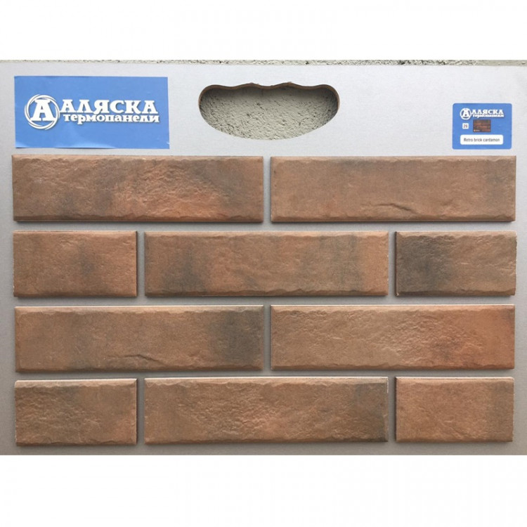 Термопанель АЛЯСКА Retro brick cardamon (1,140х0,596х60мм) 0,65м2 60шт/палл