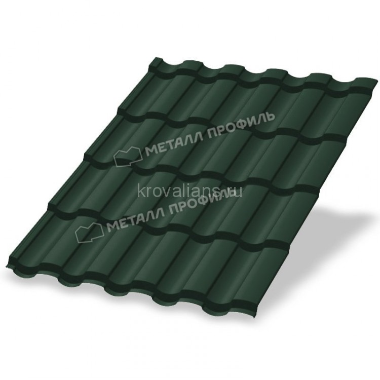 Металлочерепица МеталлПрофиль Монтекристо-M (Colorcoat Prisma-03-6005-0.5) /1 кв.м./