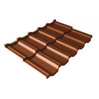 Металлочерепица Grand Line (Гранд Лайн) квинта Uno c 3D резом 0,5 PurLite Мatt RAL 8004 /1 кв.м./
