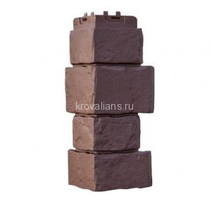 Угол фасадной панели наружный Крупный камень Стандарт коричневый (0,390*0,170) 12шт/уп
