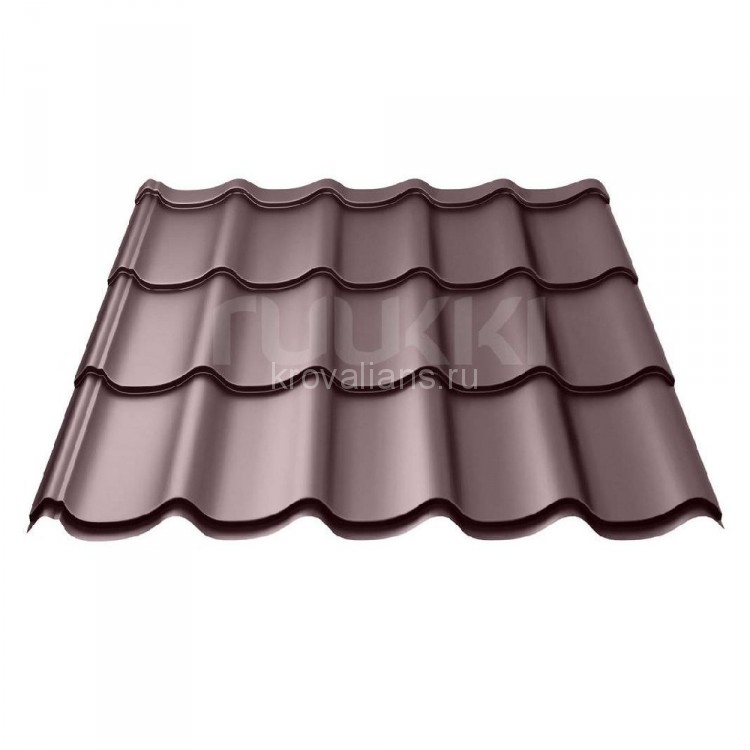 Металлочерепица RUUKKI (Руукки) Monterrey Standard Polyestr 0,5мм (Темно-Коричневый RR32) /1 кв.м./