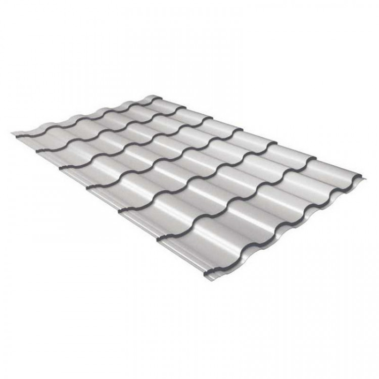 Металлочерепица кредо 0,5 Satin RAL 9006 бело-алюминиевый